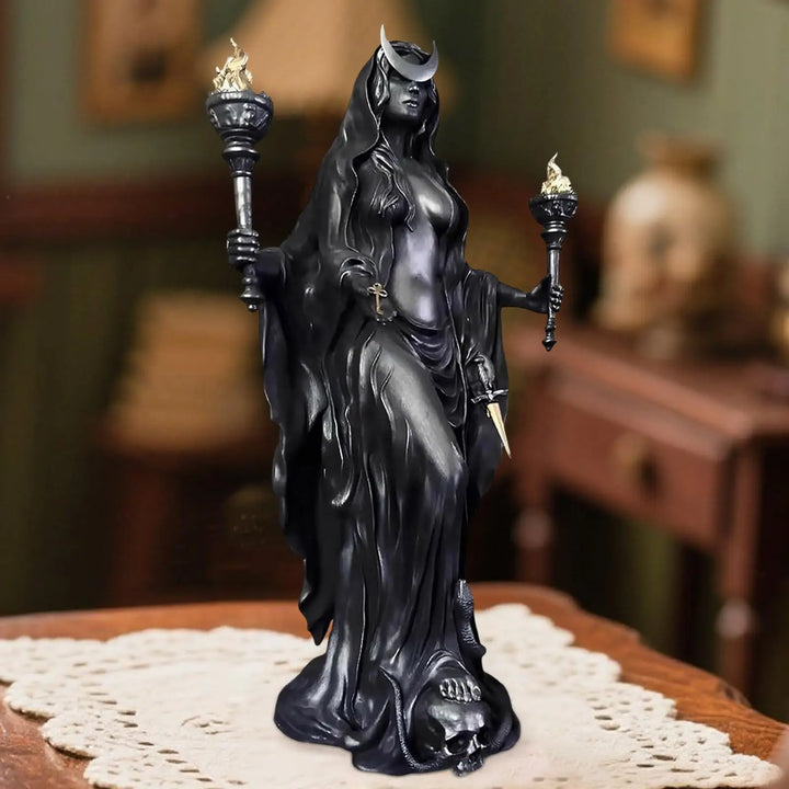 Hekate Moon Black Statue