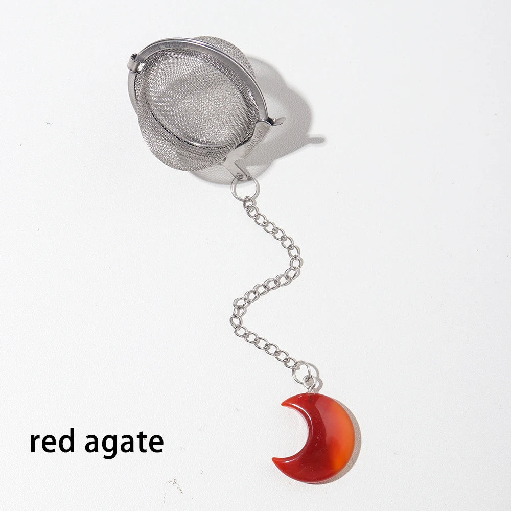 Red Agate Crystal Moon Tea Balls | Green Witch Creations