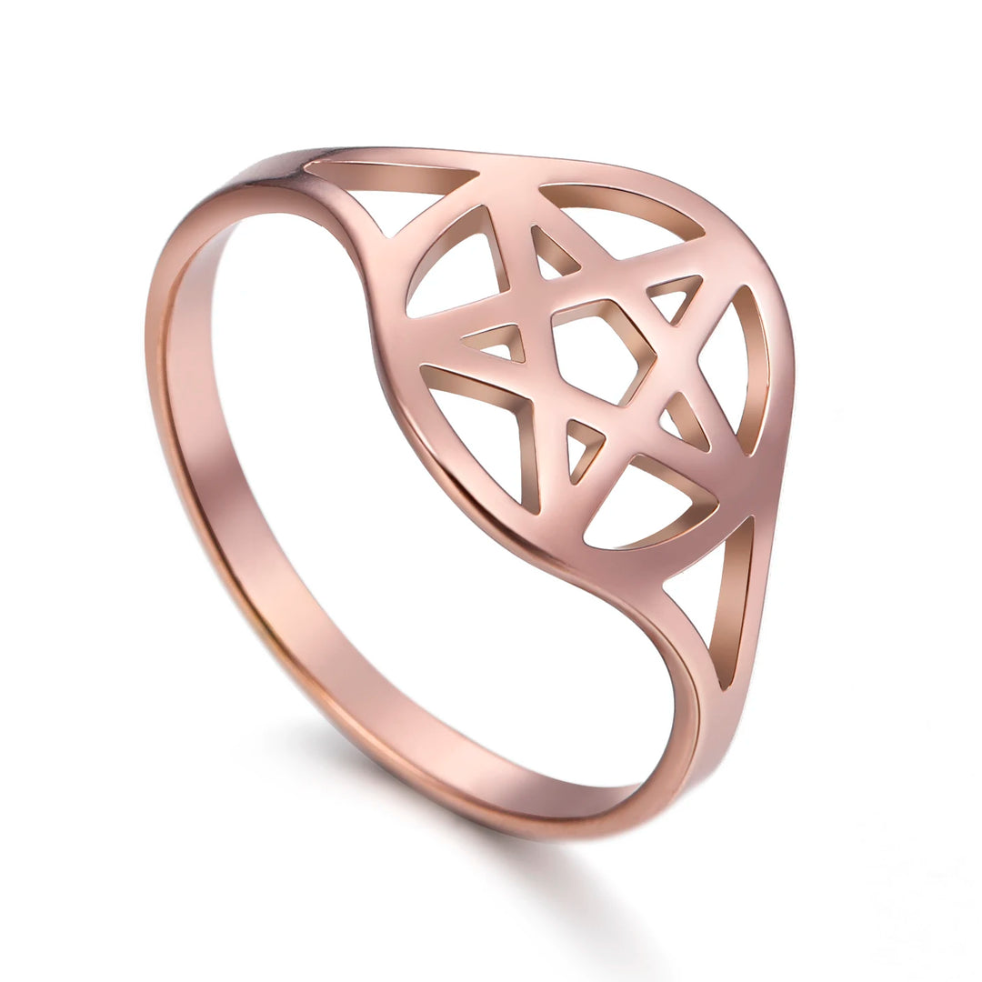 Rose Gold Pentacle Stainless Steel Rings | Green Witch Creations