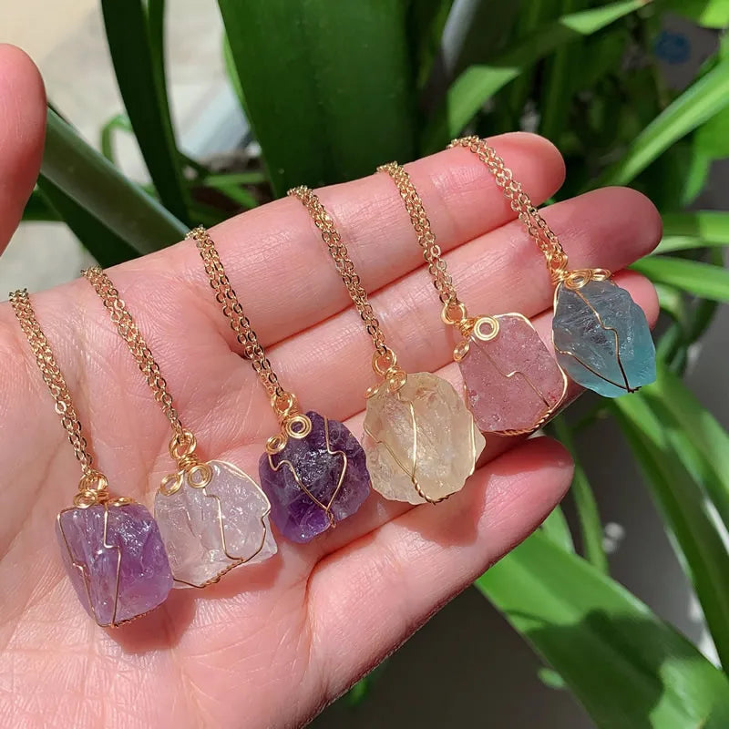 Irregular Crystal Gold Necklaces