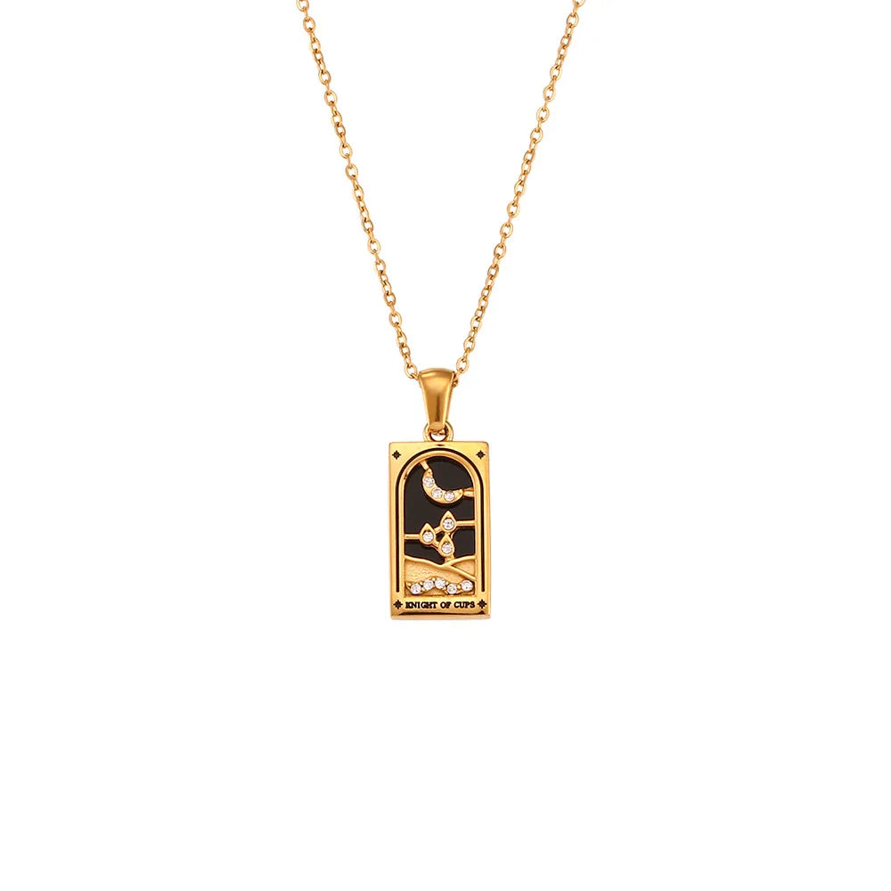 Knight of Cups Tarot Card Gold Necklace