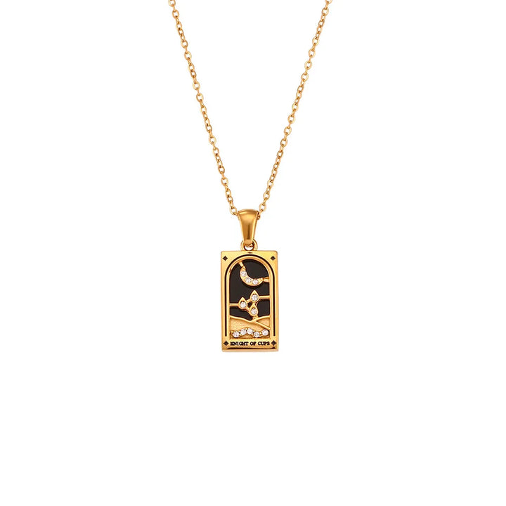 Knight of Cups Tarot Card Gold Necklace