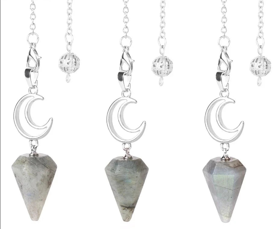 Labradorite Crescent Moon Pendulums