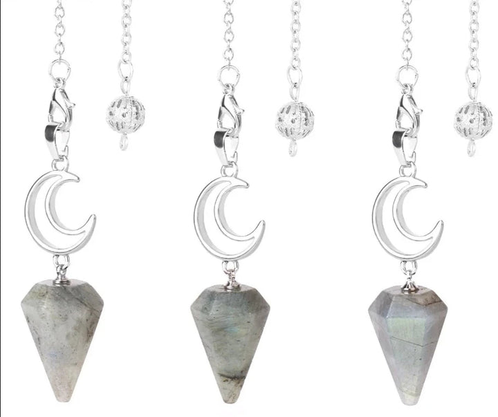 Labradorite Crescent Moon Pendulums
