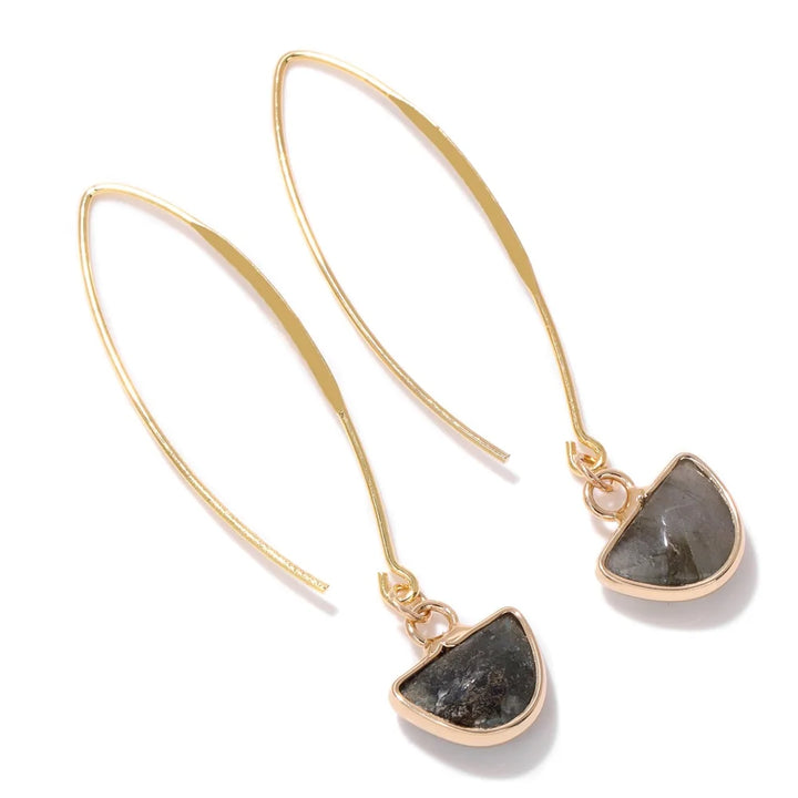 Labradorite Crystal Gold Earrings