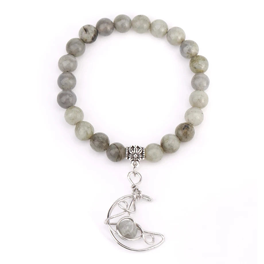 Labradorite Crystal Moon Bead Bracelets