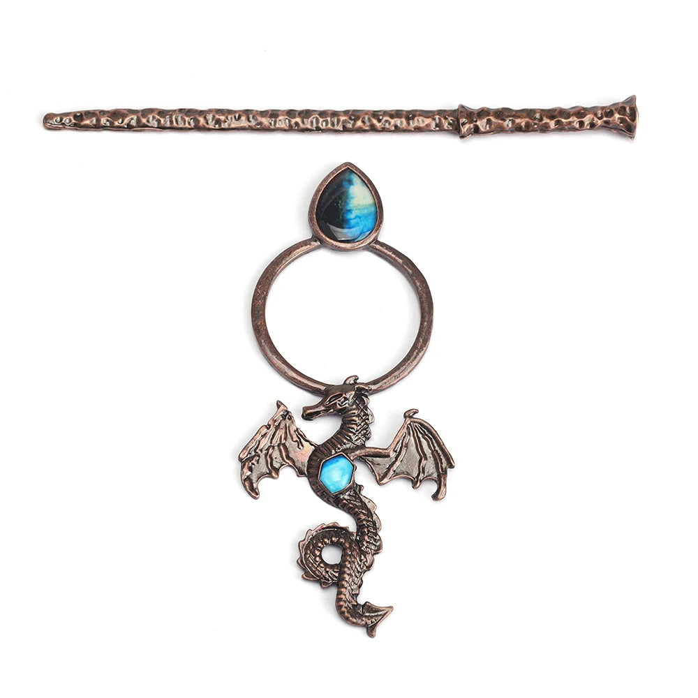 Labradorite Dragon Copper Hair Stick