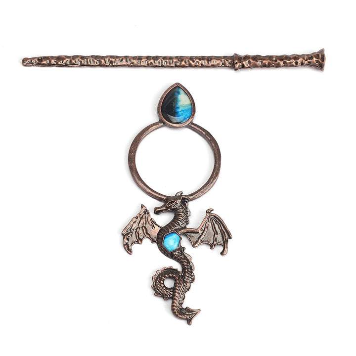 Labradorite Dragon Copper Hair Stick