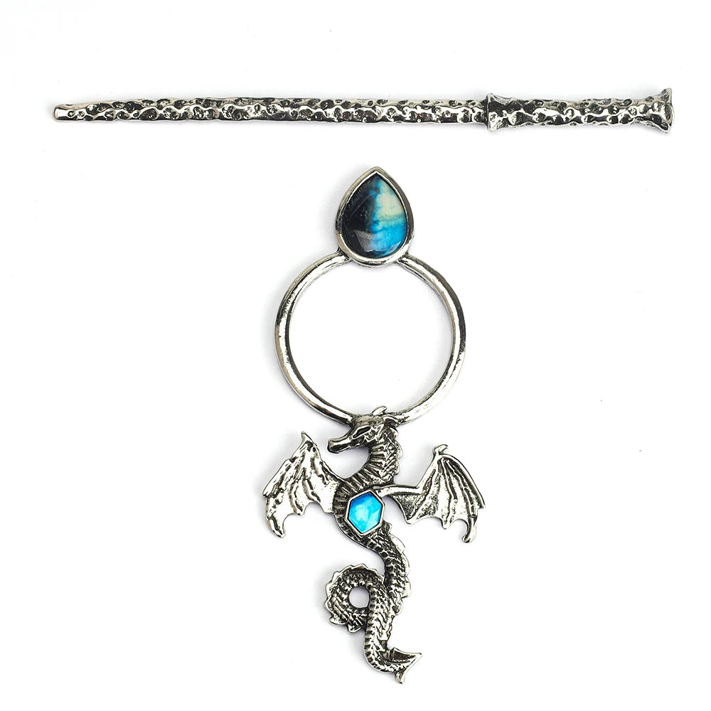 Labradorite Dragon Silver Hair Stick