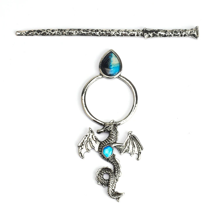 Labradorite Dragon Silver Hair Stick