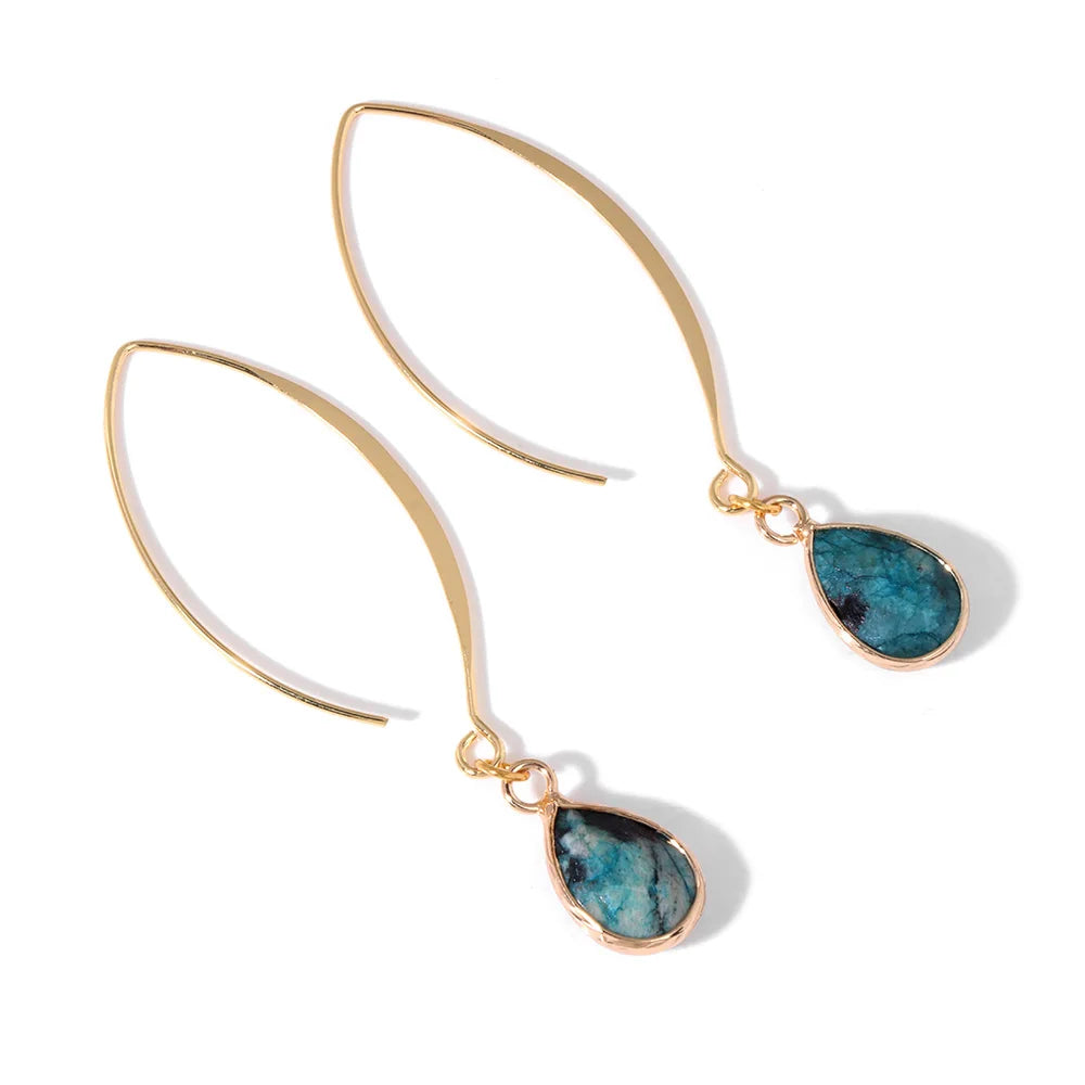 Labradorite Faceted Teardrop Gold Earrings