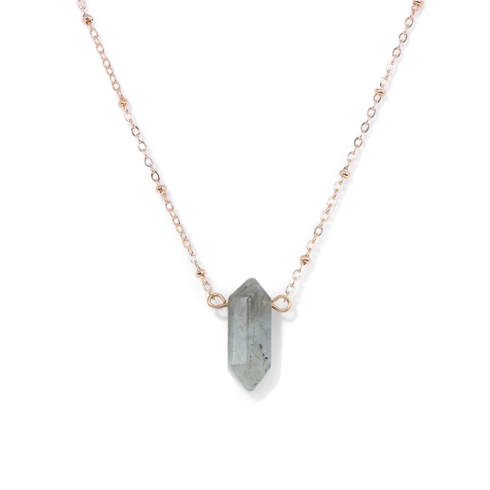 Labradorite Hexagon Gold Necklace