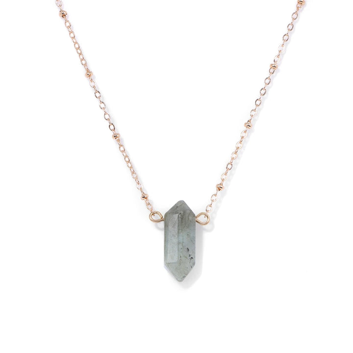 Labradorite Hexagon Gold Necklace
