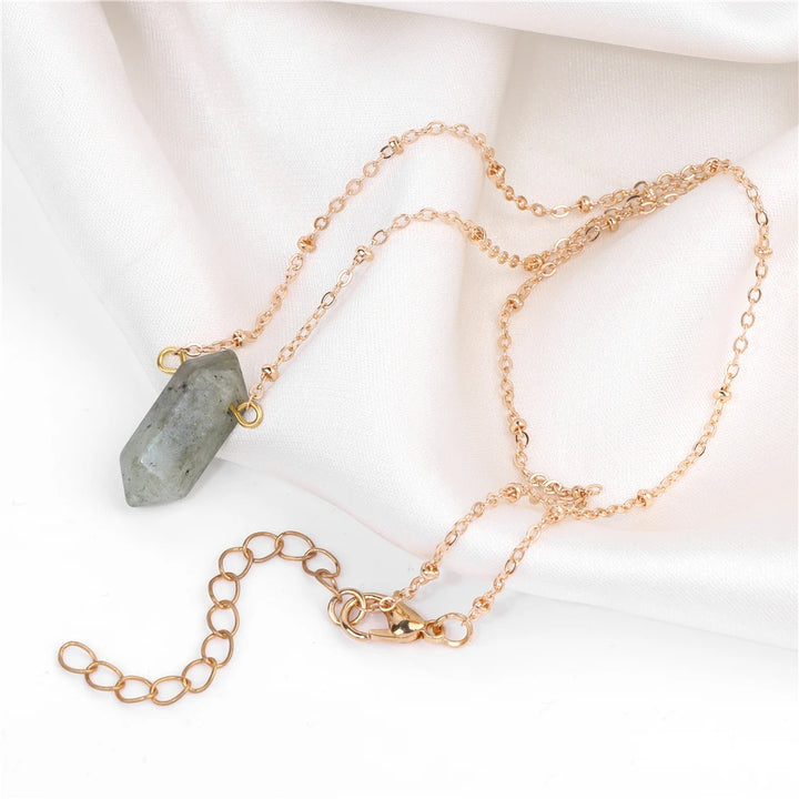 Labradorite Hexagon Gold Necklaces