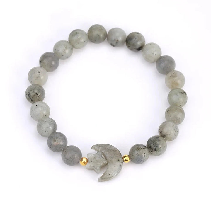Labradorite Moon Bead Bracelet