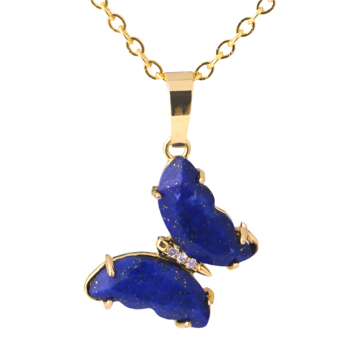 Lapis Lazuli Butterfly Gold Necklace
