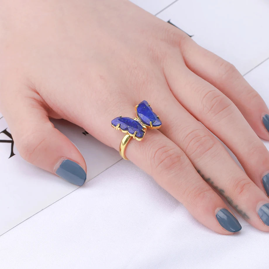Lapis Lazuli Butterfly Gold Ring