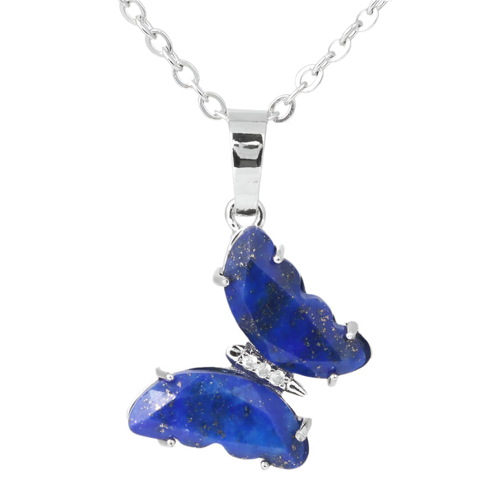 Lapis Lazuli Butterfly Silver Necklace