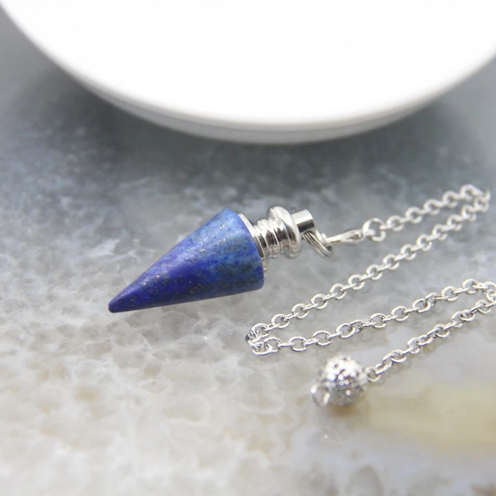 Lapis Lazuli Crystal Silver Pendulum