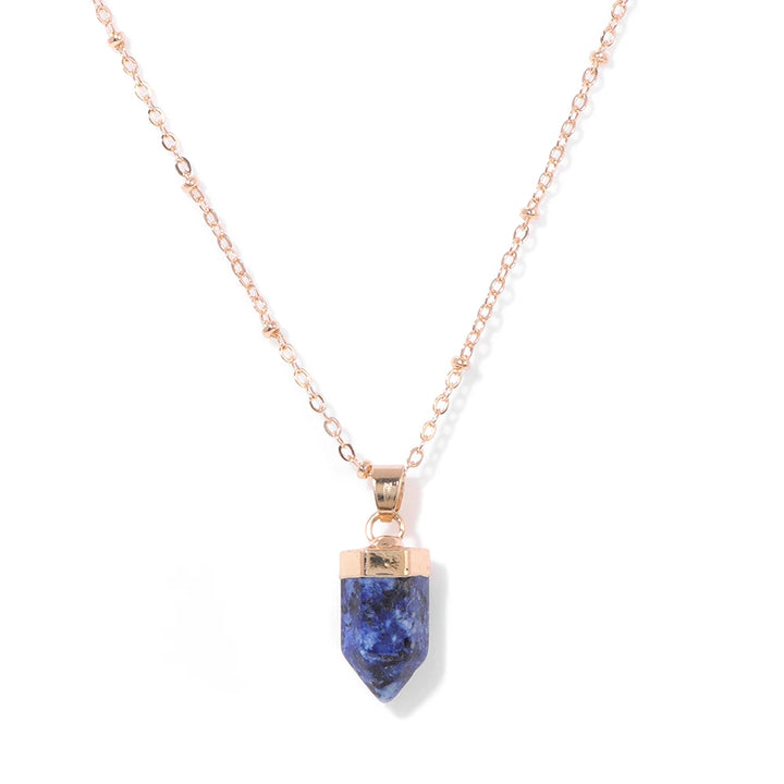Lapis Lazuli Point Gold Pendant Necklace