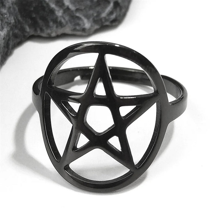 Large Black Pentacle Rings
