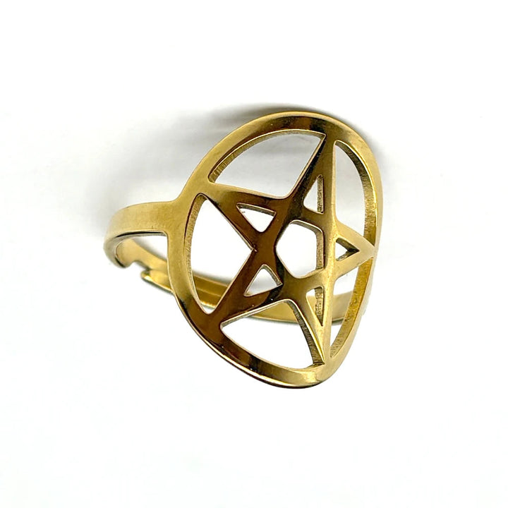 Large Gold Pentacle Rings