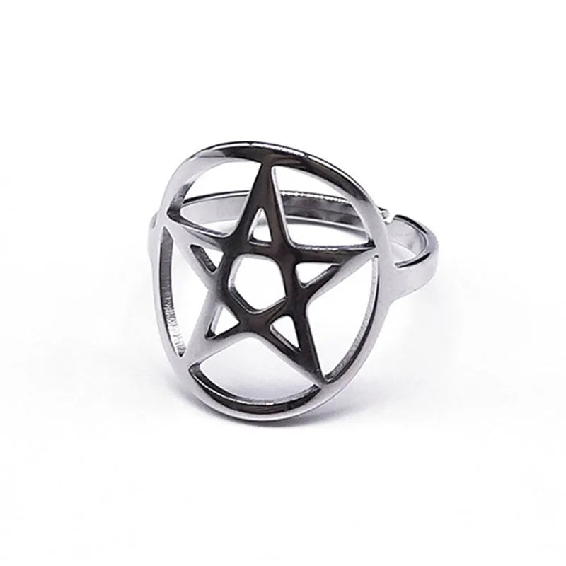 Large Silver Pentacle Rings