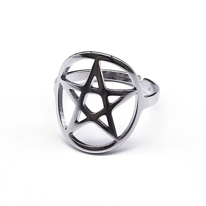 Large Silver Pentacle Rings