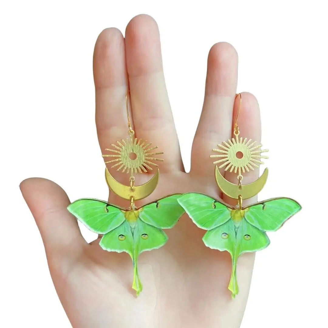 Luna Moth Gold Earrings