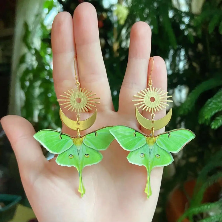 Luna Moth Moon Earrings
