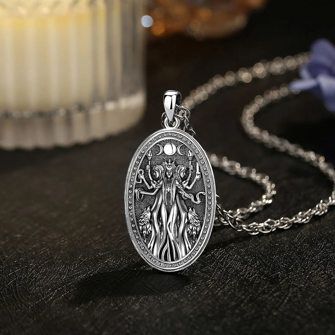 Maiden Mother Crone Goddess Sterling Silver Necklace