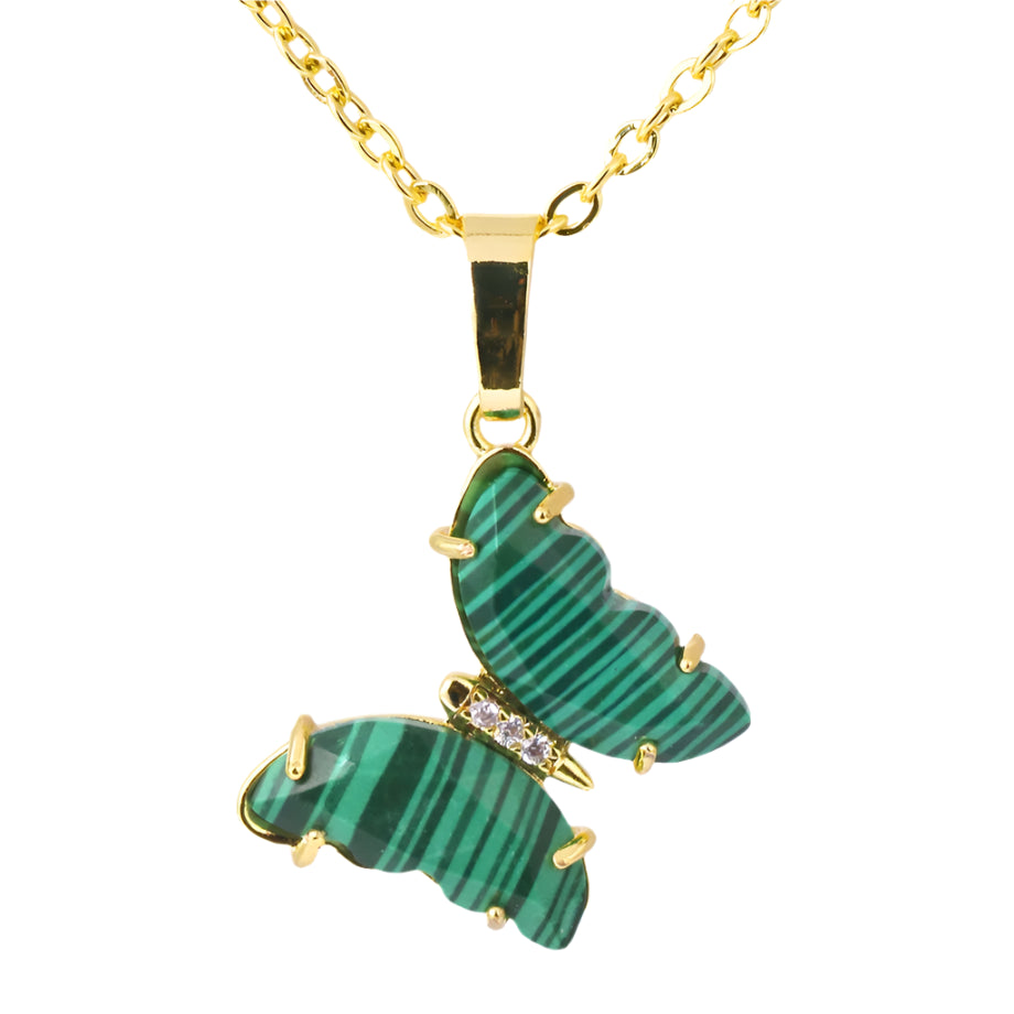 Malachite Butterfly Gold Necklace