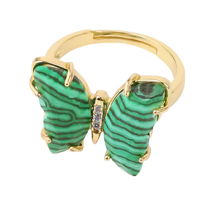 Malachite Butterfly Gold Ring