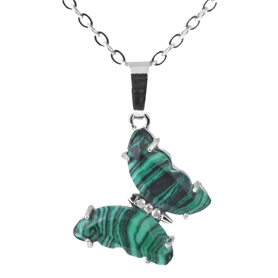 Malachite Butterfly Silver Necklace