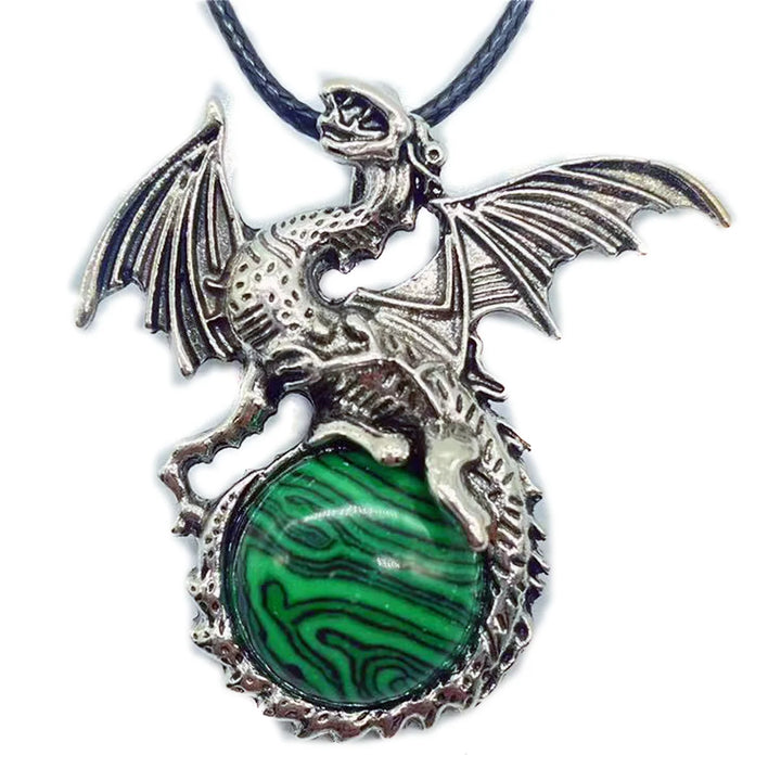 Malachite Crystal Dragon Necklace