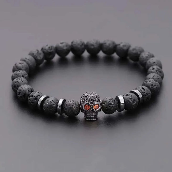 Men's Lava Rock Skull Bracelets