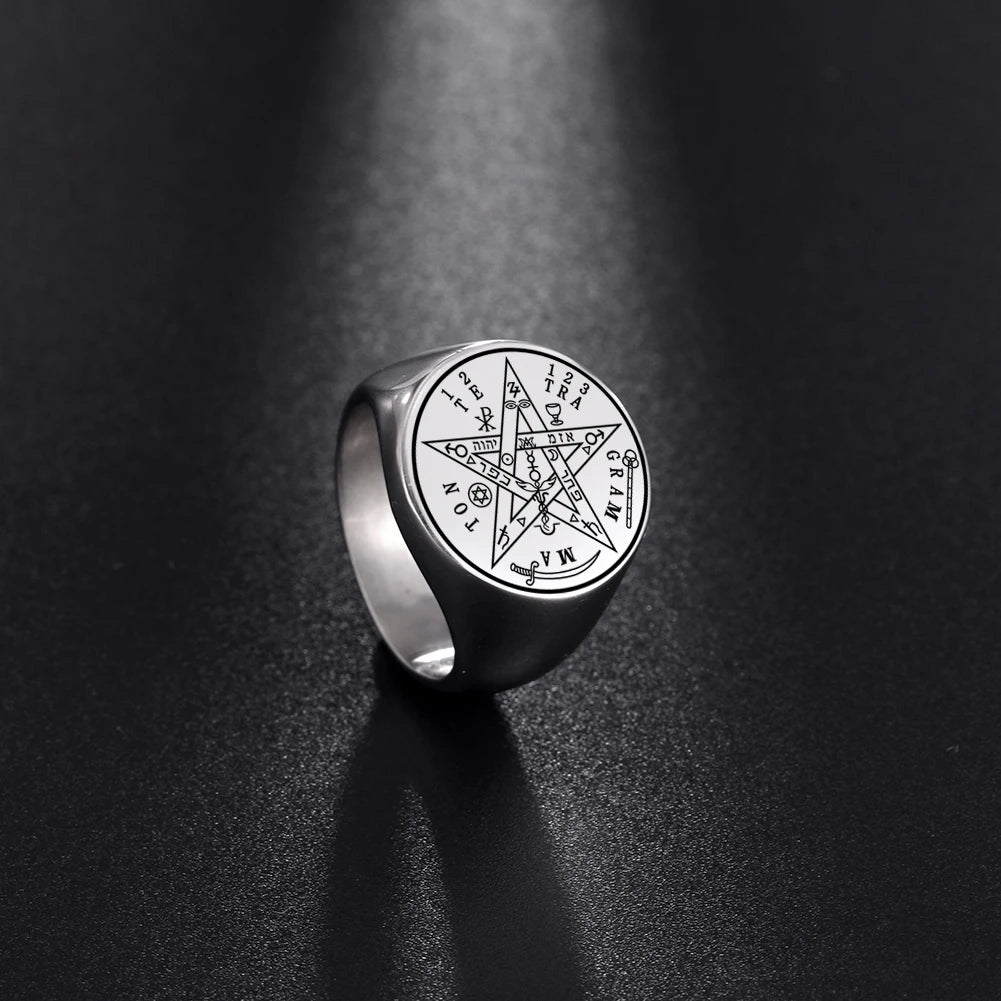 Mens Pentacle Stainless Steel Ring