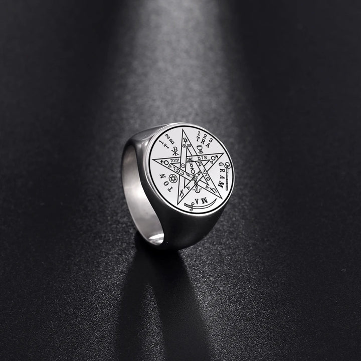 Mens Pentacle Stainless Steel Ring