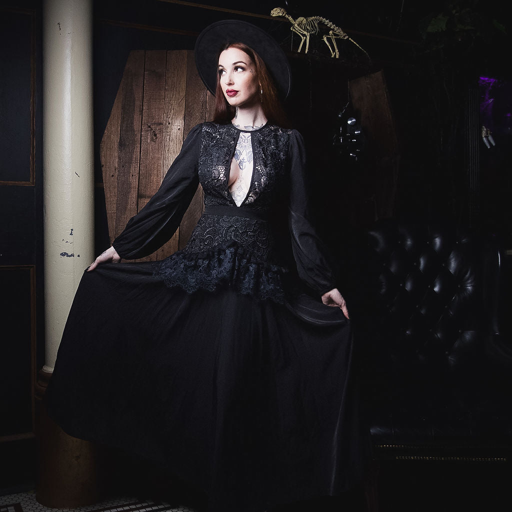 Midi Black Lace Dress