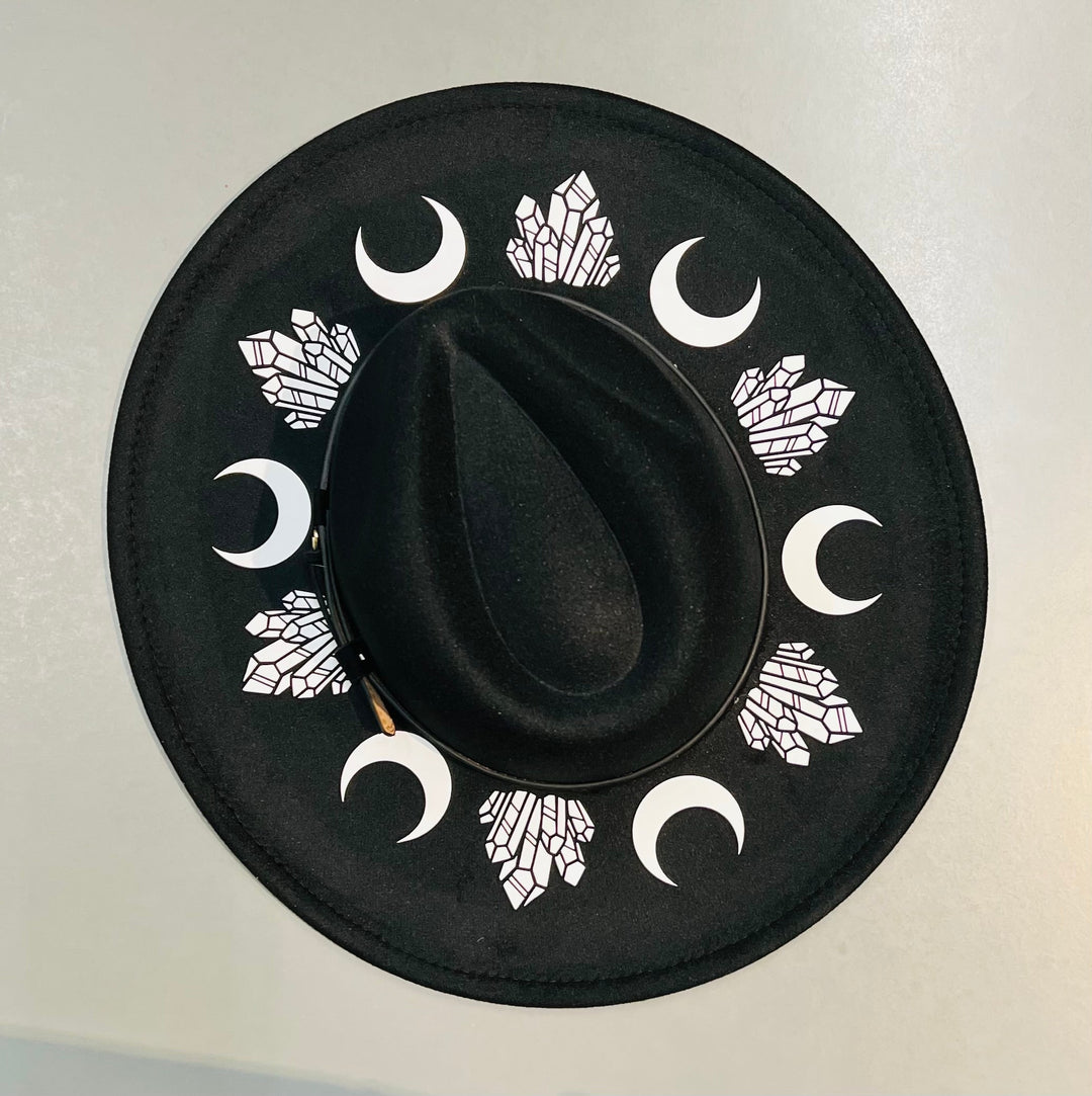 Moon And Crystal Boho Black Hat