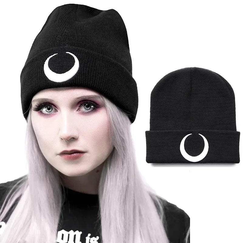 Moon Black Beanie