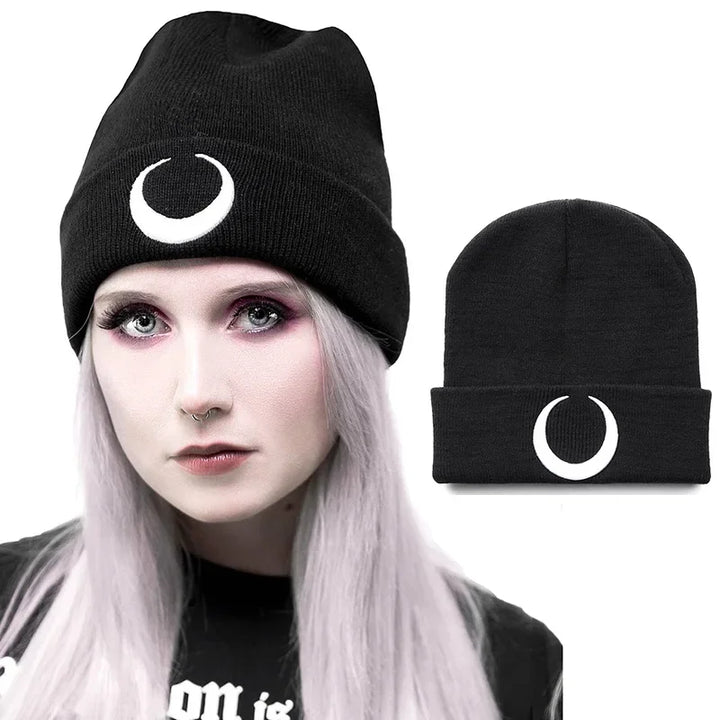 Moon Black Beanie