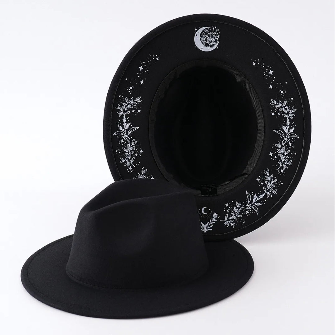 Moon Crystal Fedora Wide Brim Hat