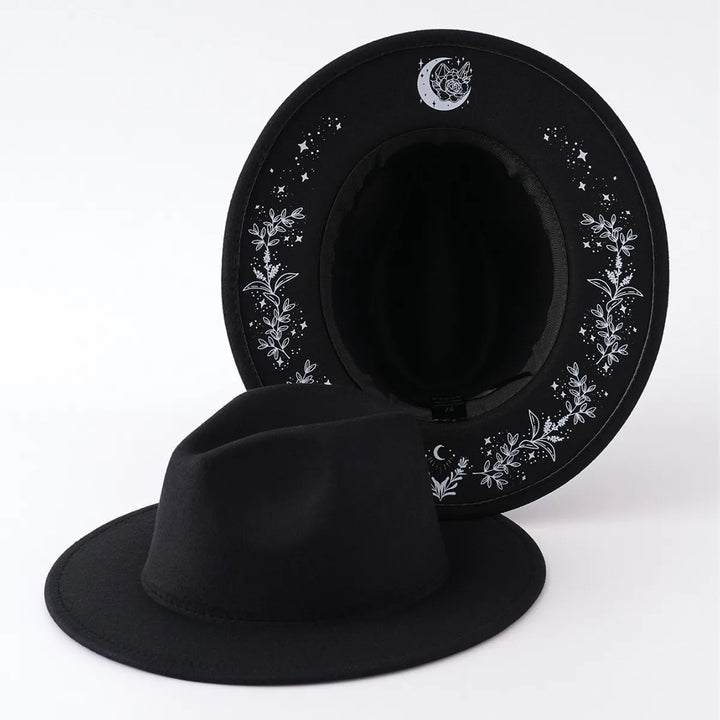 Moon Crystal Fedora Wide Brim Hat