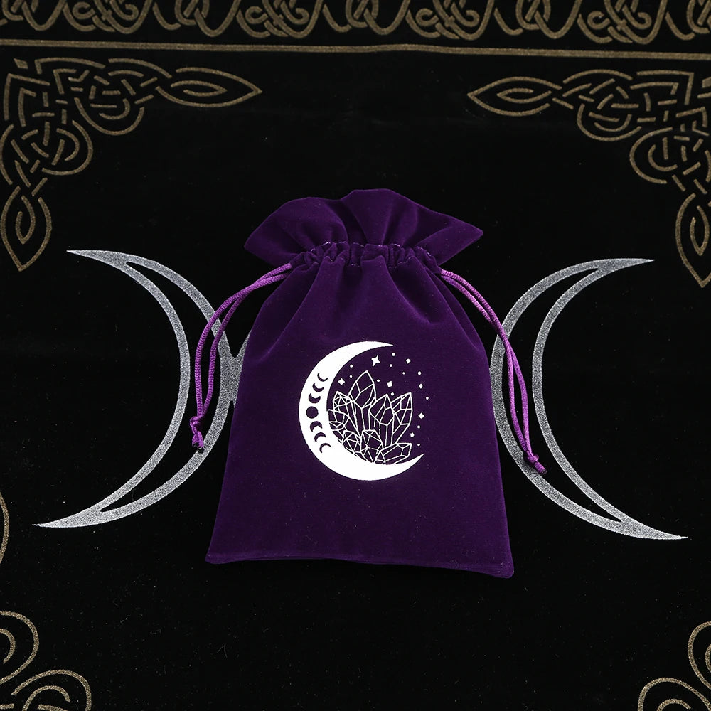 Moon Crystal Purple Velvet Tarot Card Bags
