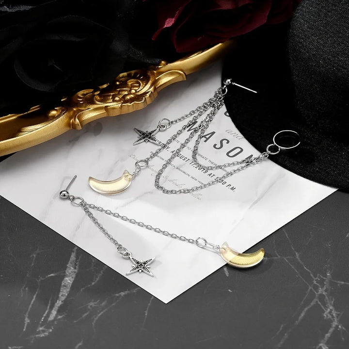 Moon Drop Chain Earrings