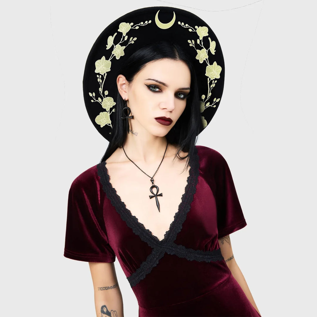 Moon Floral Fedora Hat