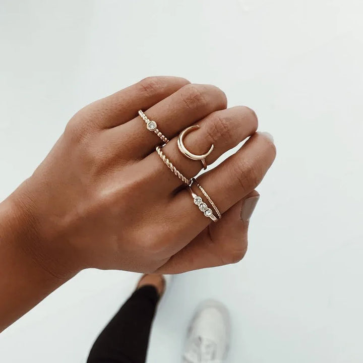 Moon Gold Ring Set
