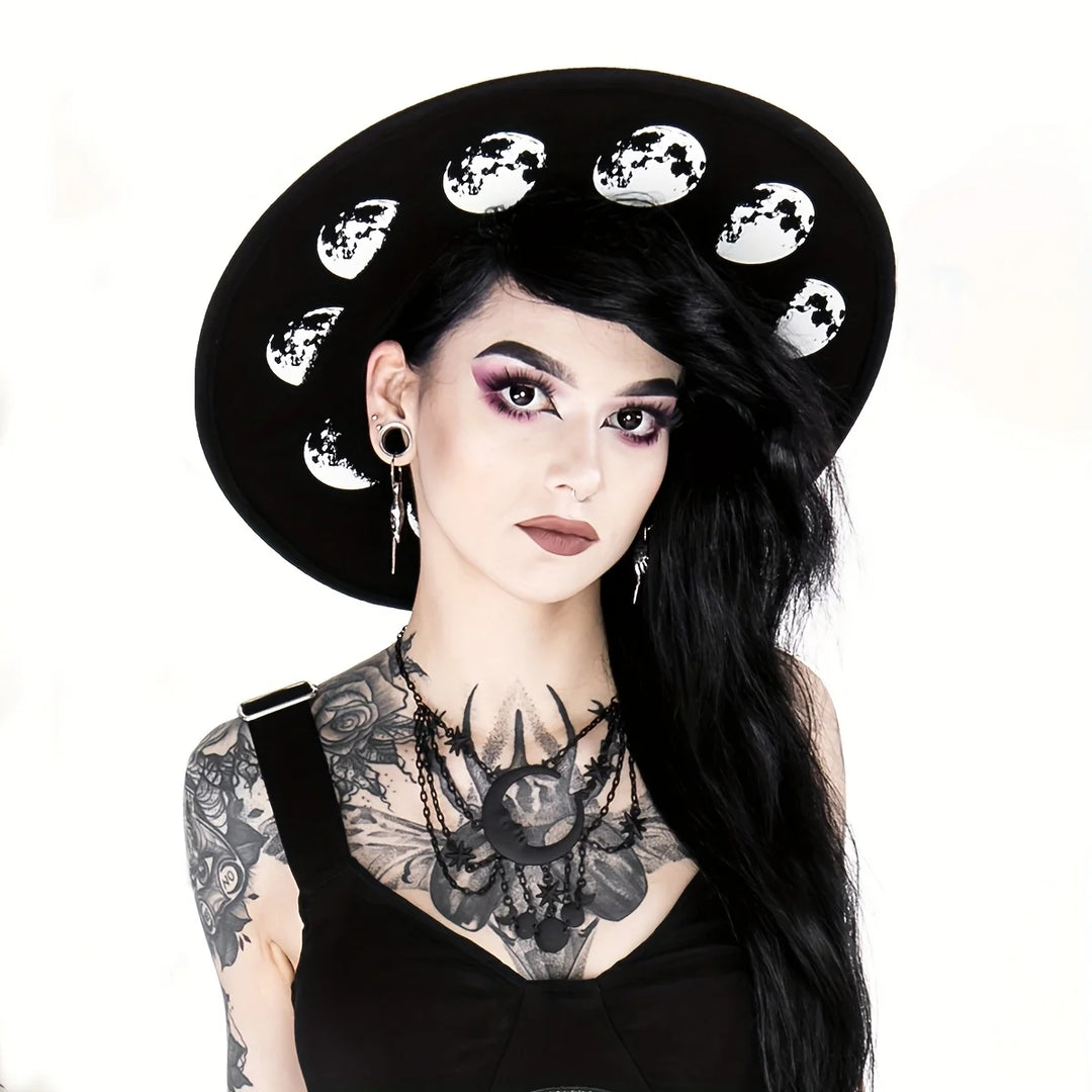 Moon Phase Fedora Wide Brim Hat