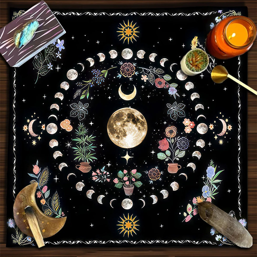 Moon Phase Floral Altar Cloth